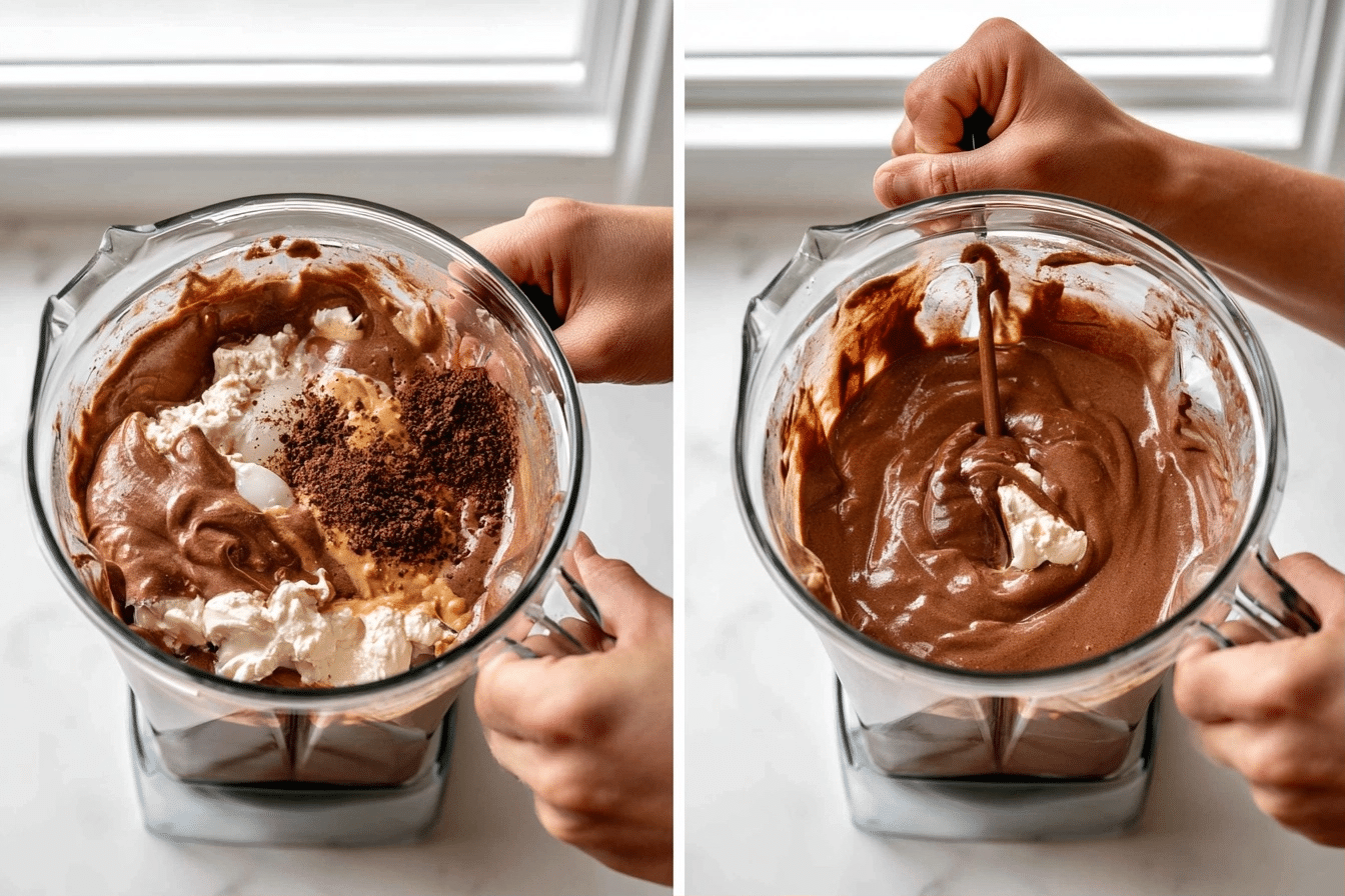 step-by-step process of making chocolate mug cake in microwave