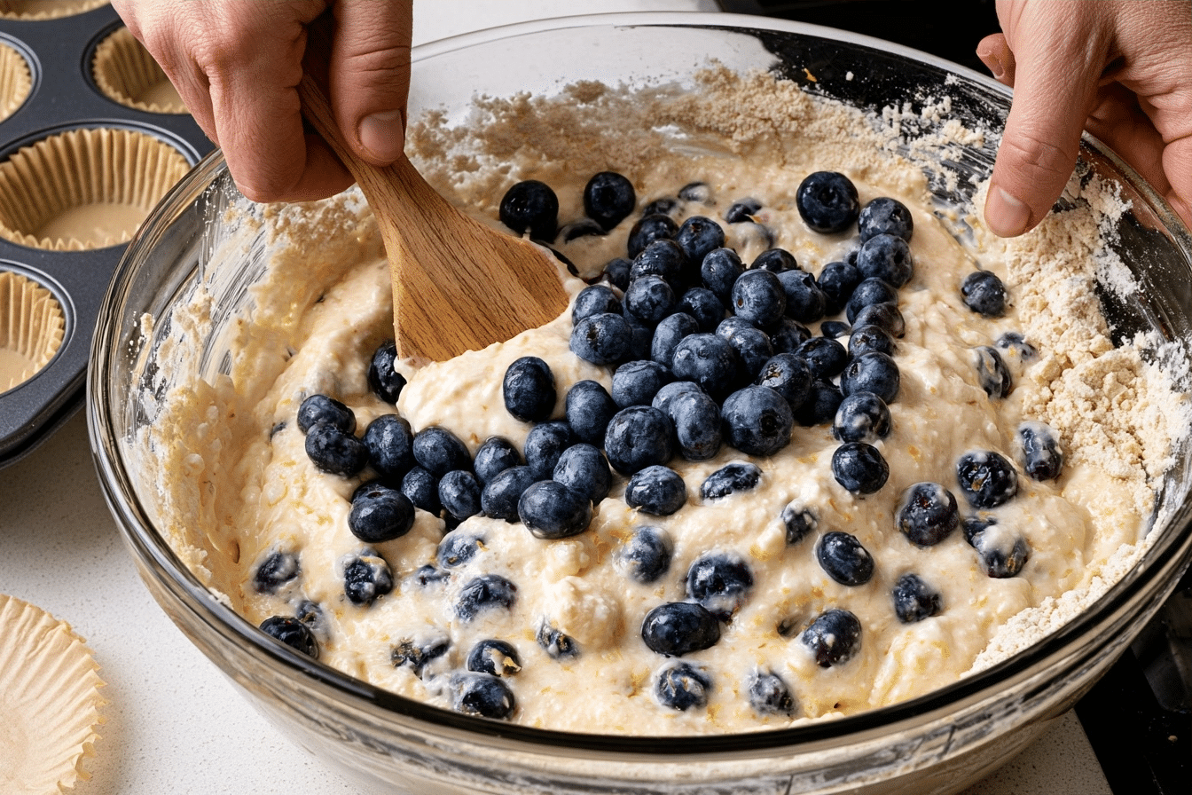 step by step protein muffins baking process