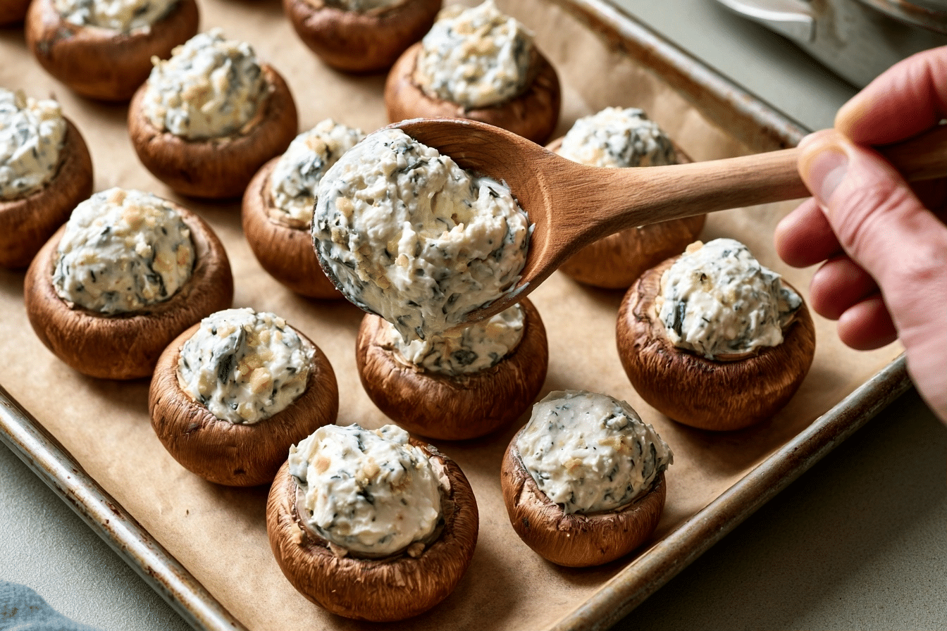 stuffed mushrooms baking process