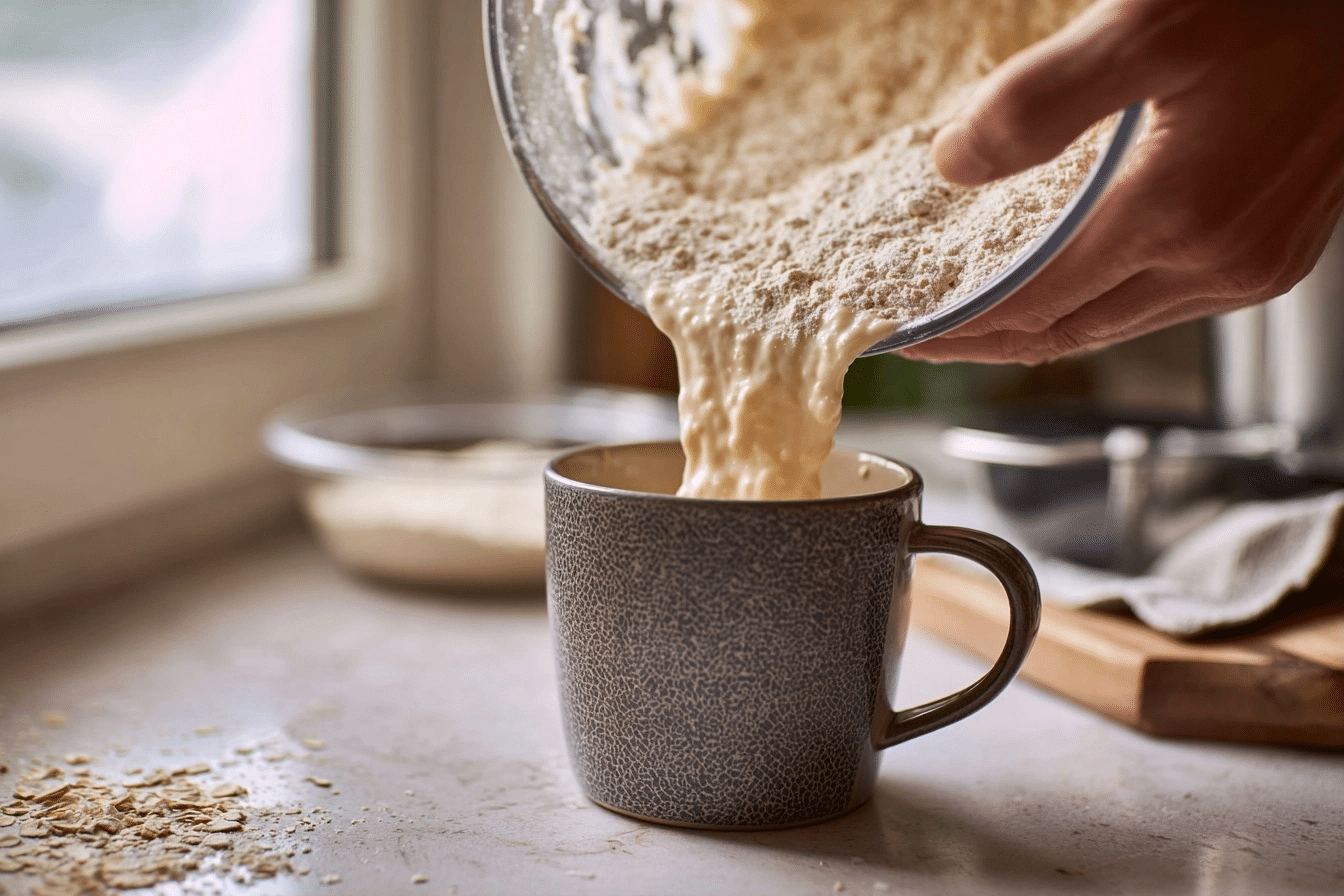 Step-by-step microwave mug cake process