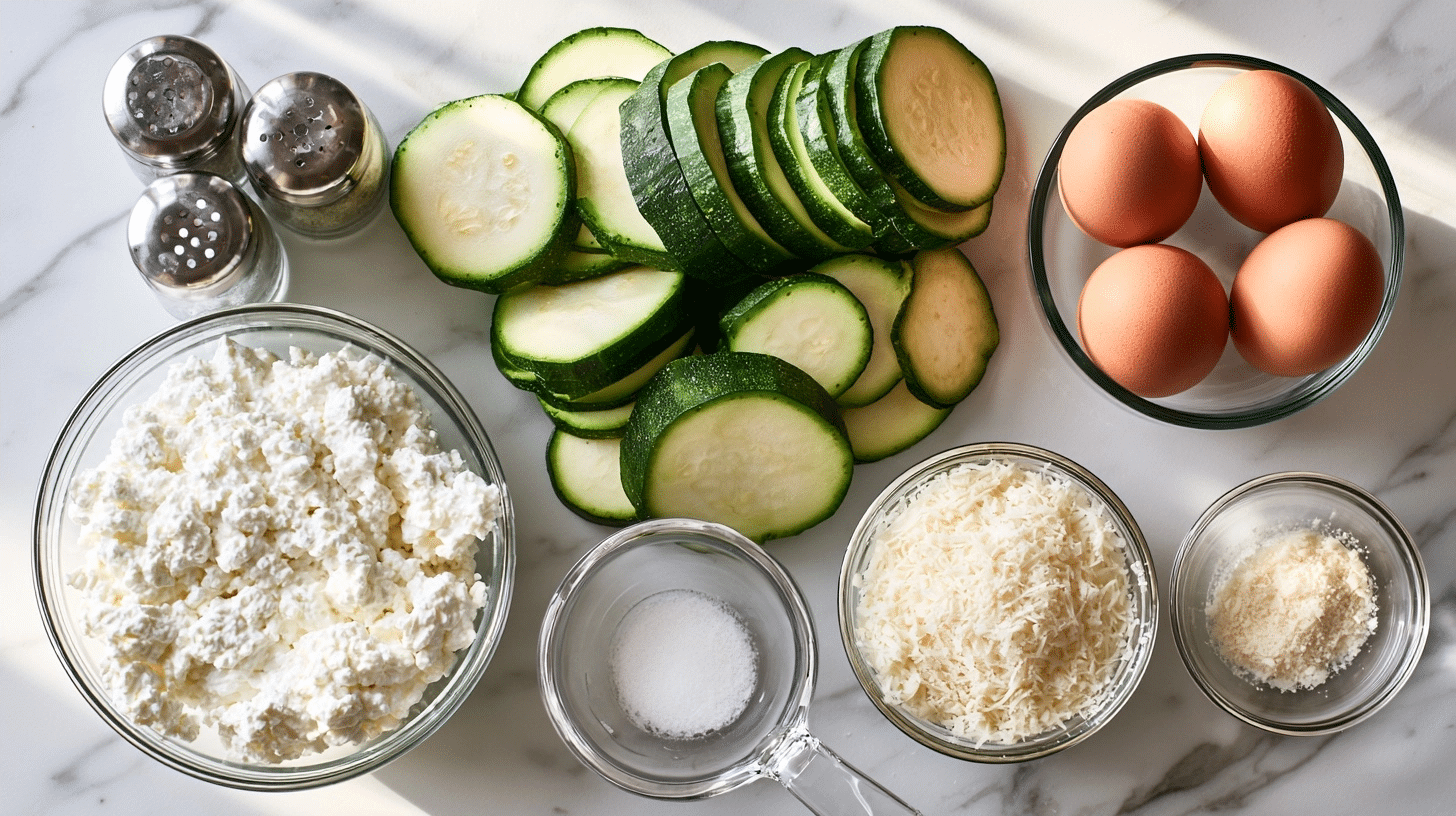 fresh zucchini cottage cheese eggs parmesan
