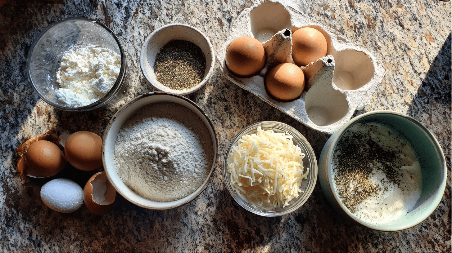 measured ingredients for bagel bread recipe