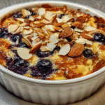 cottage cheese bake slice with blueberries