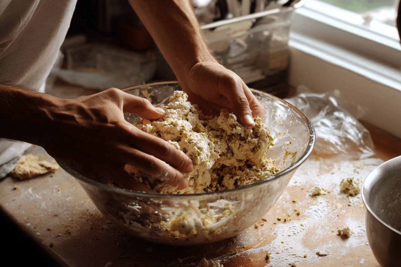 pressing cottage cheese bars mixture into pan