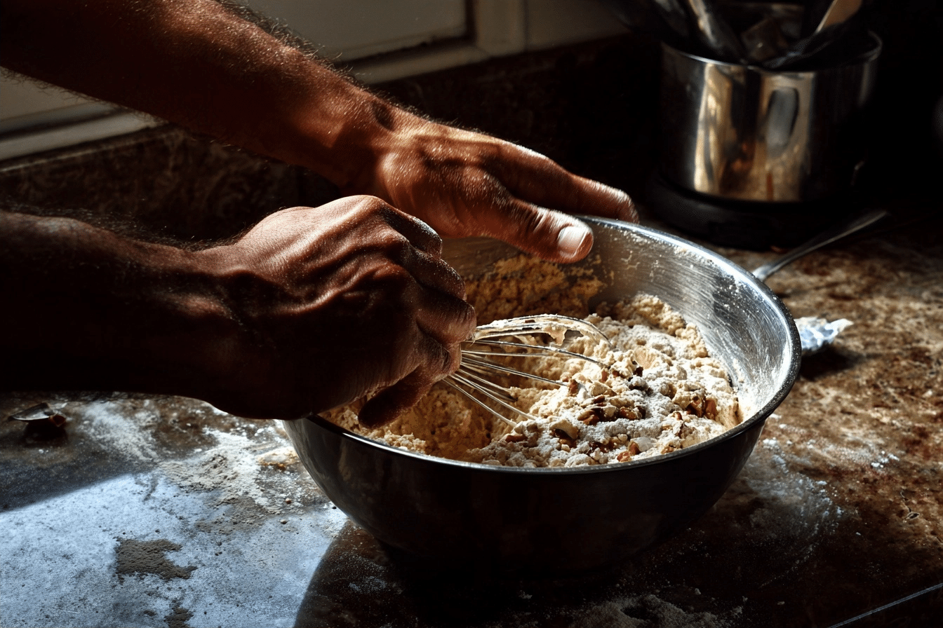 step by step gingerbread muffins batter being mixed