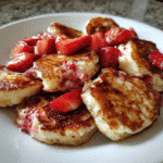 freshly baked strawberry banana pancake bites cooling on a wire rack