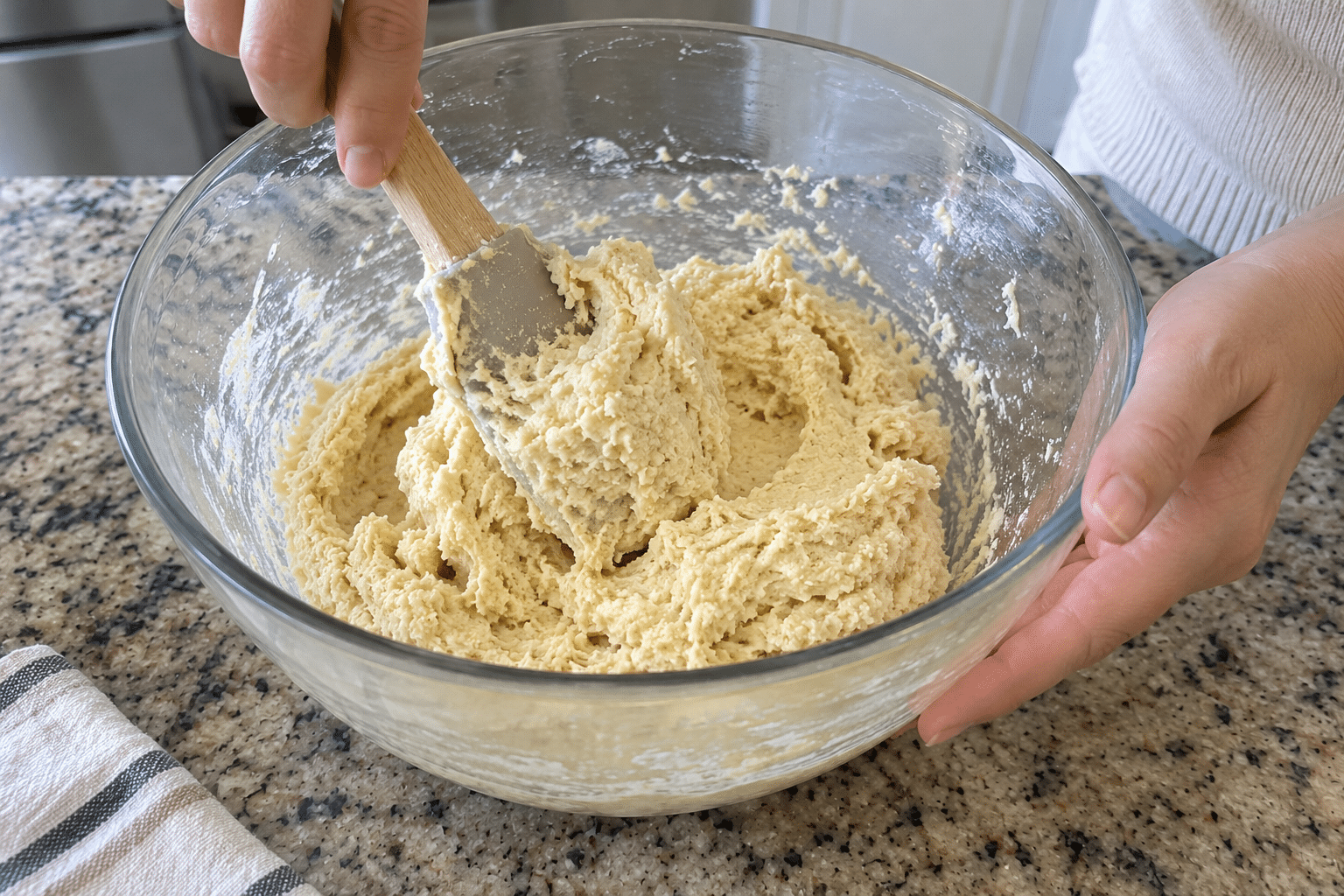 Step-by-step process of shaping cottage cheese bagels