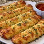 golden cottage cheese breadsticks on parchment