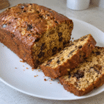 fruit cake loaf on a wooden table